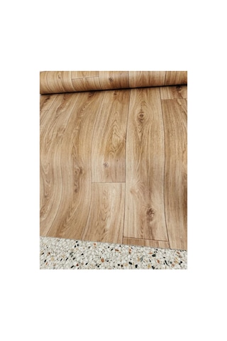 En 150 Cm Pvc Açık Ceviz Renk Zemin Muşambası Mineflo Parkedesen Yer Muşambası Kahverengi