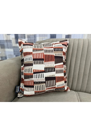 Nivemeshome Ritim 02 Kiremit 45x45 Kırlent Kılıfı Kiremit