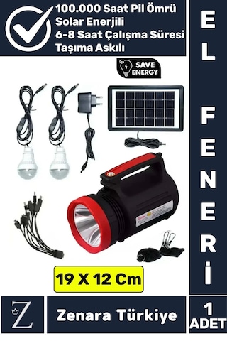 Kamp Avcı Deprem Solar Güneş Enerjili Uzun Çalışma Süreli Güçlü Beyaz Işık Şarjlı Fener Işıldak Çok Renkli