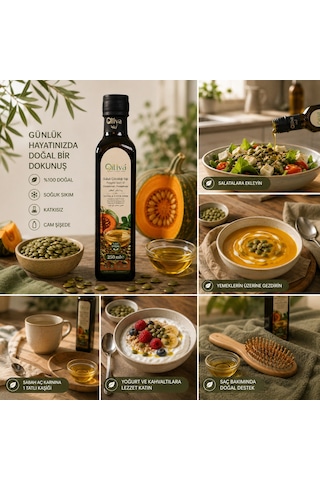 Oılıva Kabak Çekirdeği Yağı 250 Ml Soğuk Sıkım, %100 Saf Ve Doğal