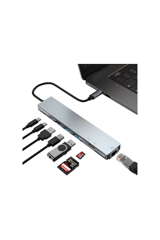 arabulalaca Ethernet USB 8in1 Type-C Hub Pro Çevirici