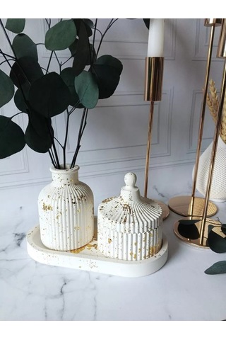 Cre Art Kuru Çiçekler İçin Dekoratif Alçı Set Ev Dekorasyonu İçin Kuru Çiçek Vazosu Alçı Seti 152751134 Gri