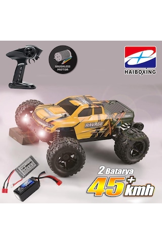 Haıboxıng 1/16th Scale 4wd Brushless Truck Uzaktan Kumandalı Araba Rtr Sarı + 1300 Mah 7.4v 2s 30c Lipo Batarya