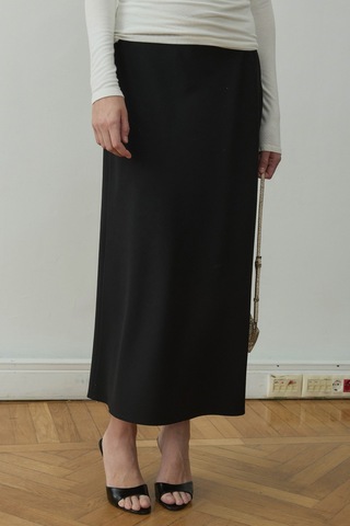 Suud Collection Siyah Leda Beli Lastikli Midi Etek