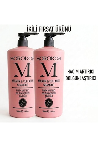 Morokon Keratin & Collagen Şampuan 1000 Ml 2 Adet Tüm Saçlar