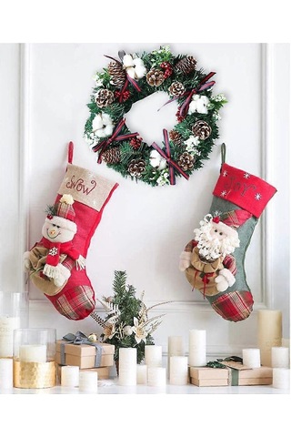 Noel Çelengi Tutucu, Noel Ağacı Noel Çelengi Dış Mekan Noel Dekorasyonu Pamuklu