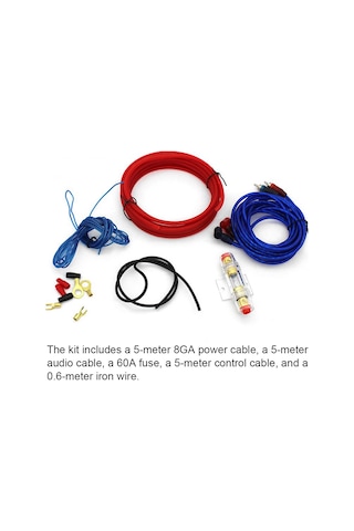 Dianziye Araç Ses Sistemi Montaj Seti: 8ga Güç Kablosu, Ses Kablosu Ve Kontrol Kablosu - Metal+pvc Malzeme
