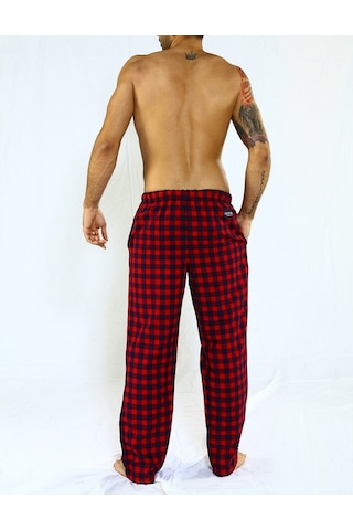 Herrmen Kırmızı Lacivert Kareli Pijama Pantolon
