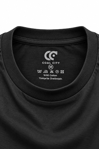 Coal City Erkek Siyah Oversize %100 Pamuk Basic T-shirt