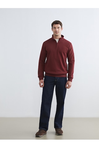 Lcwaıkıkı Classic Bordo Dik Yaka Uzun Kollu Erkek Kalın Sweatshirt