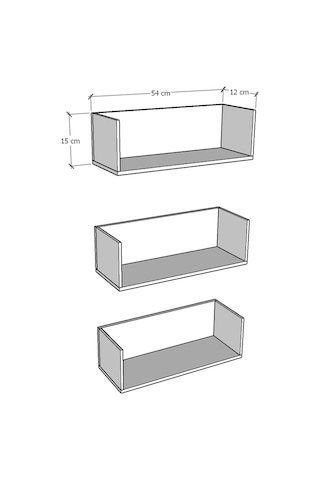 Asra Trend Çocuk Odası Duvar Rafı Kitaplık ÇR-03 %100 MDF 3'lü Set Safir Meşe