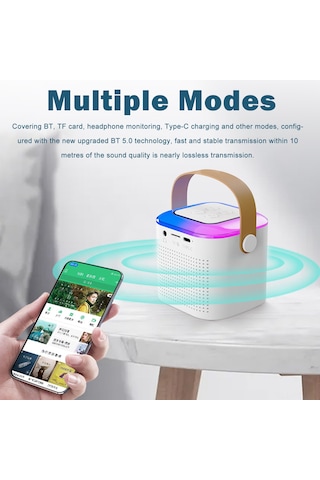 Springsun Pembe Mini Karaoke Sistemi: Kablosuz Mikrofonlu Hoparlör, Ev Ve Dışarı Kullanım, Bluetooth 5.3, 8-10 Saat Çalma Süresi