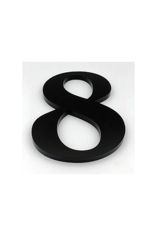 Kapı Numarası 20 Cm No 8 Roma Siyah Pleksi Kendinden Yapışkanlı