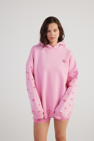 Holly Lolly Oversize Kapüşonlu Unisex Eye Sweat Pembe