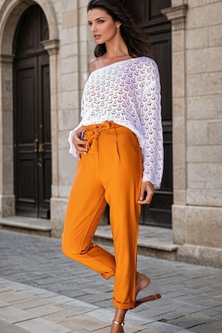WeShaya Kiremit, Yüksek Bel, Kuşak Detaylı, Slim Fit Pantolon Kiremit