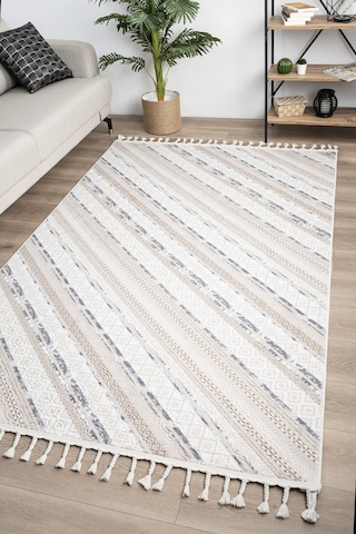 Brendon İskandinav Halı Premium Kalite Oturma Odası, Mutfak, Antre, Koridor Halısı 8001 Krem Krem