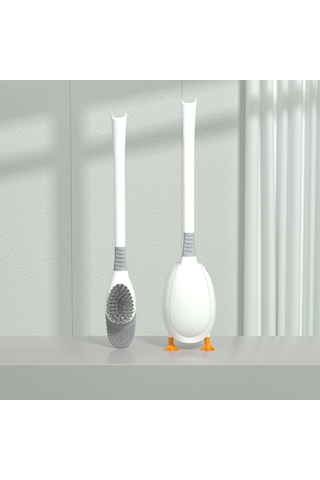 Yifomall Silikon Mavi Ördek Tuvalet Fırçası - Duvar Takılı, Delik Açmayan, Uzun Kollü, Multifonksiyonel Banyo Temizlik Aleti Beyaz Diğer