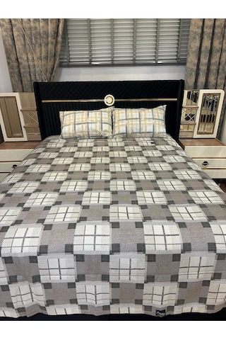 Nivemeshome Kahve Desenli 160x230 Tek Pike Örtüsü Tek Kişilik Kahve