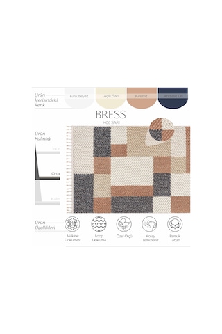 Cool Halı Bress 1406 Sarı Hav Toz Vermez Hasır Dokulu Salon Mutfak Antre Bukle Örgü Modern Desen Halı