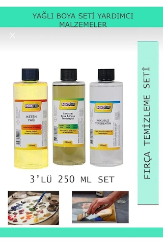 Yağlı Boya Seti Yardımcı Malzemeler 3 X 250 Ml