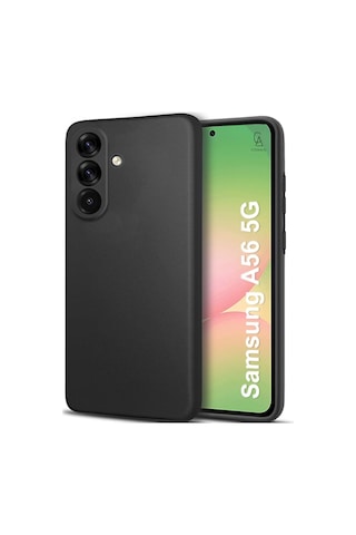 Samsung Galaxy A56 Uyumlu Kılıf Esnek Silikon Telefon Kılıfı Ve Temperli Cam Ekran Koruyucu Siyah