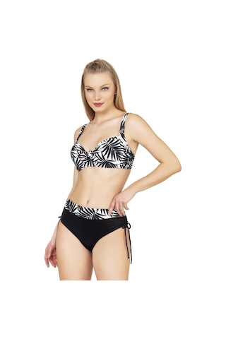 Endeep Kadın Büyük Beden Balenli Destekli Yaprak Desenli Bikini Takımı Yaprak