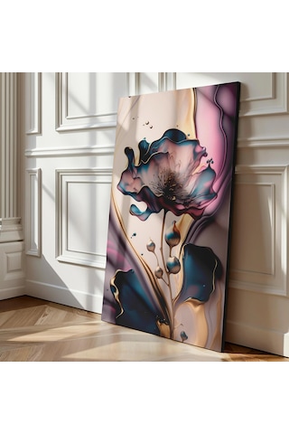 Sıvı Çiçekler Altın Hüzme Kanvas Tablo Nv00283