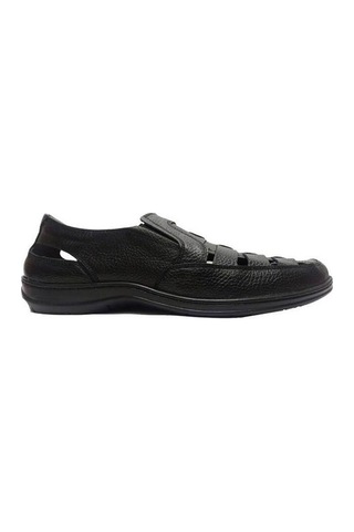 Moda Ayakkabı 0454 Siyah Deri Erkek Sandalet
