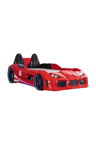Setay Arabalı Yatak, Raceing Car V8 Full Ledli Koltuklu Arabalı Yatak - Kırmızı 100x190