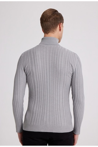 D's Damat Slim Fit Gri Fitilli Pamuk Karışımlı Boğazlı Triko Kazak 5HF06ORT63100 Gri