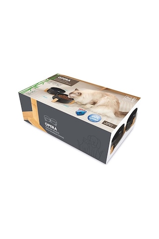 M-pets Opera Bamboo Standlı Seramik Kedi Ve Köpek Mama Kabı Siyah 2x850 Ml 244-51020.02