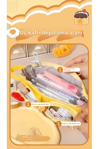 Sevimli Büyük Kapasiteli Kalem Kutusu Ayı Kahverengi