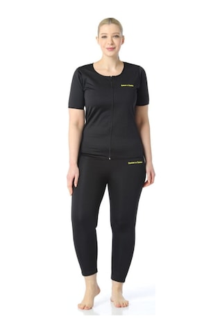 Fitformgiyim Unisex %100 Orijinal Fermuarlı Yarım Kollu Alt Üst Termal Takım Siyah