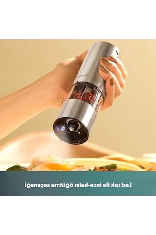 Homend Grindgo 6003h Şarjlı Baharat Değirmen Seti Açık Ahşap