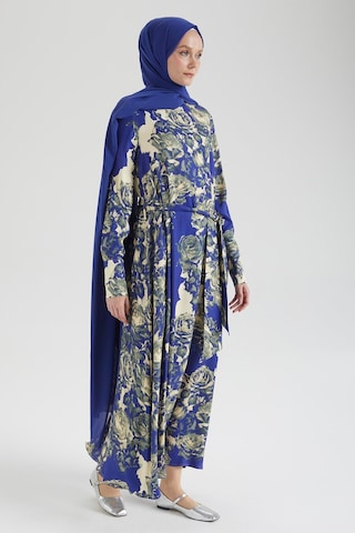 Armine Trend Arkadan Fermuarlı Kolları Düğmeli Elbise-saks 25yt923 Saks