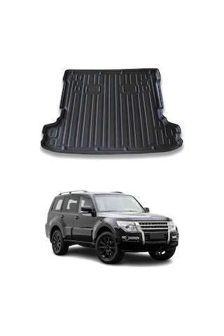 Mitsubishi Pajero 7 Koltuklu 2007+ Uyumlu Araca Özel Kauçuk Tpe Bagaj Havuzu Siyah