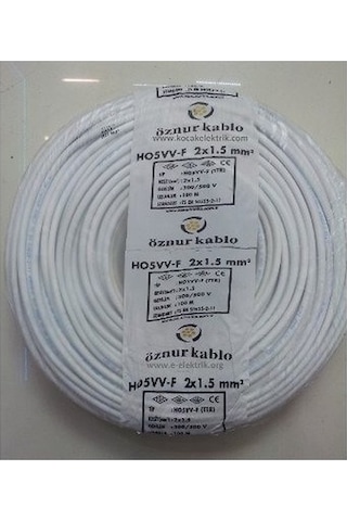 5 Metre 2x1,5 Ttr H05vv-f Beyaz Öznur Kablo