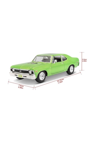 Maisto Lisanslı Chevrolet Nova Ss 1970 Model 1:24 Ölçekli Açılır Kapaklı Klasik Model Araba Yeşil