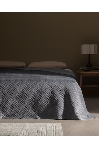 Odette Çift Kişilik Yatak Örtüsü Gri