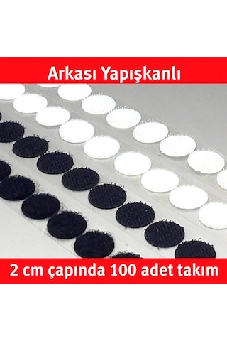 100 Adet 2 Cm Yuvarlak Cırt Bant Arkası Yapışkanlı (Cırt Cırtlı) 100 Adet 2 Cm Yuvarlak Cırt Bant Arkası Yapışkanlı (Cırt Cırtlı)