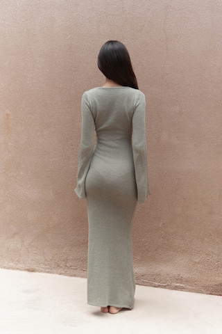 Ortensia Metal Detay Haki Uzun Triko Elbise Haki