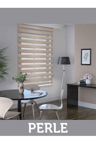 Br Perle Pliseli Sütlü Kahverengi Zebra Perde Yüksek Kalite Alüminyum Kasa Sütlü Kahve