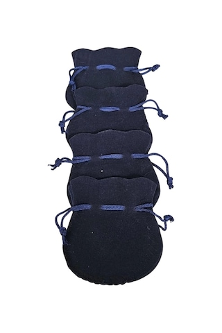 Kadife Kese Lacivert 50 Adet 8x9 2 Boy Takı, Altın Kesesi İpli & Büzgülü