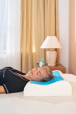 Visco Ortopedik Boyun Destekli Serinleten Jelli Yastık 60x40x12/10cm Beyaz