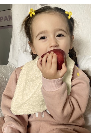 Pamuklu Sıvı Geçirmez Mama Önlüğü Bürümcük-havlu Çift Yönlü M-bej Mavi - Bej