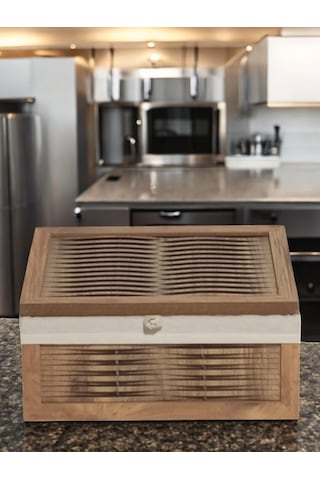 Ahşap Ekmek Sepeti Yıkanabilir Kumaşlı Atlantik Çam Ahşap