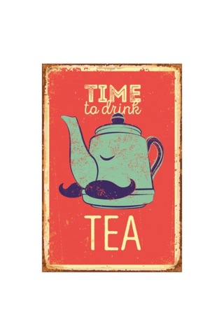 Çay Zamanı Retro Vintage Ahşap Poster - 711990087