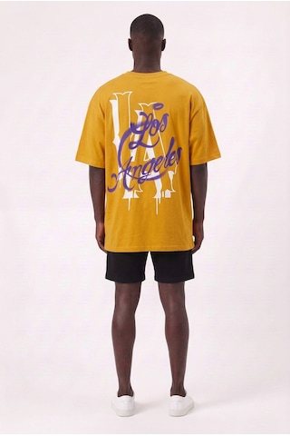 Blow Up Lakers 24 Hardal Oversize Erkek T-shirt 11230 SİYAH