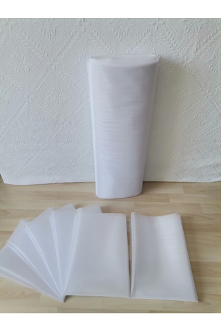 5 Adet Beyaz 100x300 Kristal Tül Düğün Bohça Süsü Nikah Bohça Süsü Nişan Bohça Süsleme Tülü
