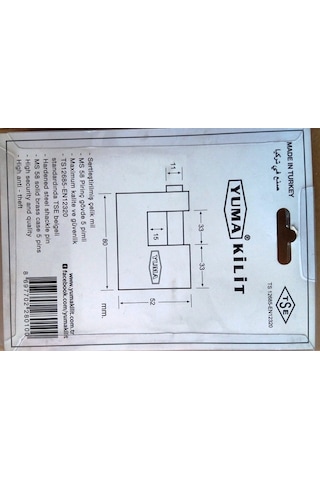 Yuma 80 Mm Kayar Pimli Pirinç Asma Kilit